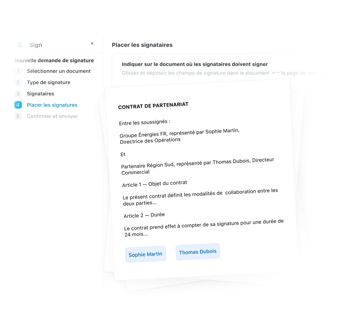 Interface principale de signature sur l'application Wimi