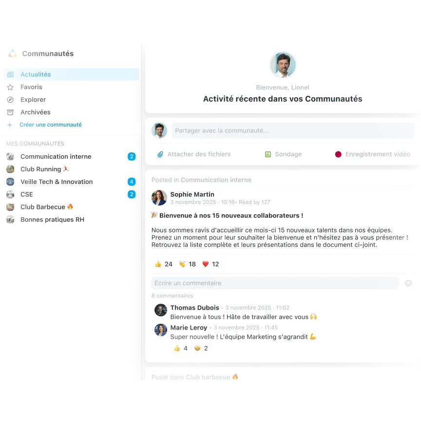 Fil d'actualités personnalisés de l'interface Communautés