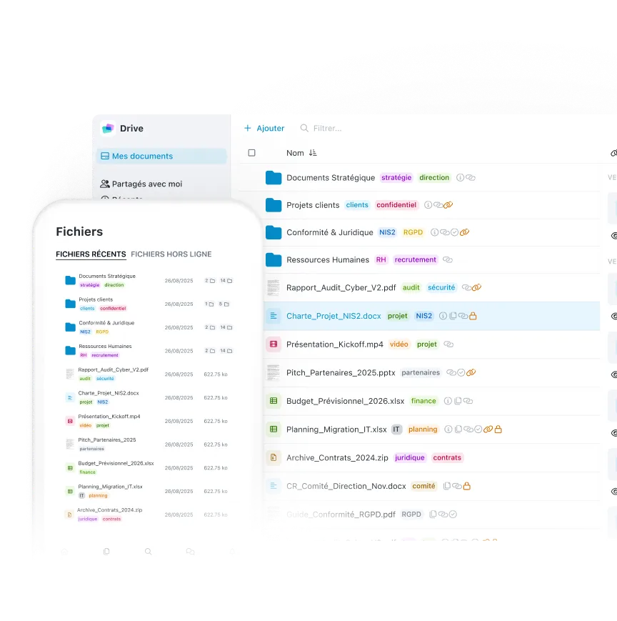 Interface desktop et mobile drive