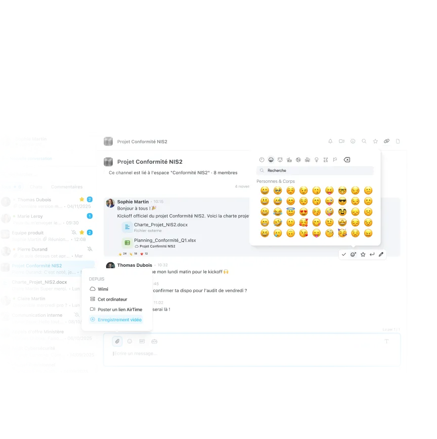Communication enrichie via le chat Wimi