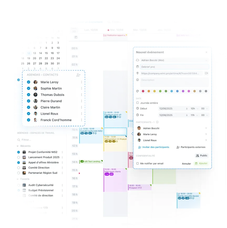 Sondage de disponibilité sur Wimi Agenda
