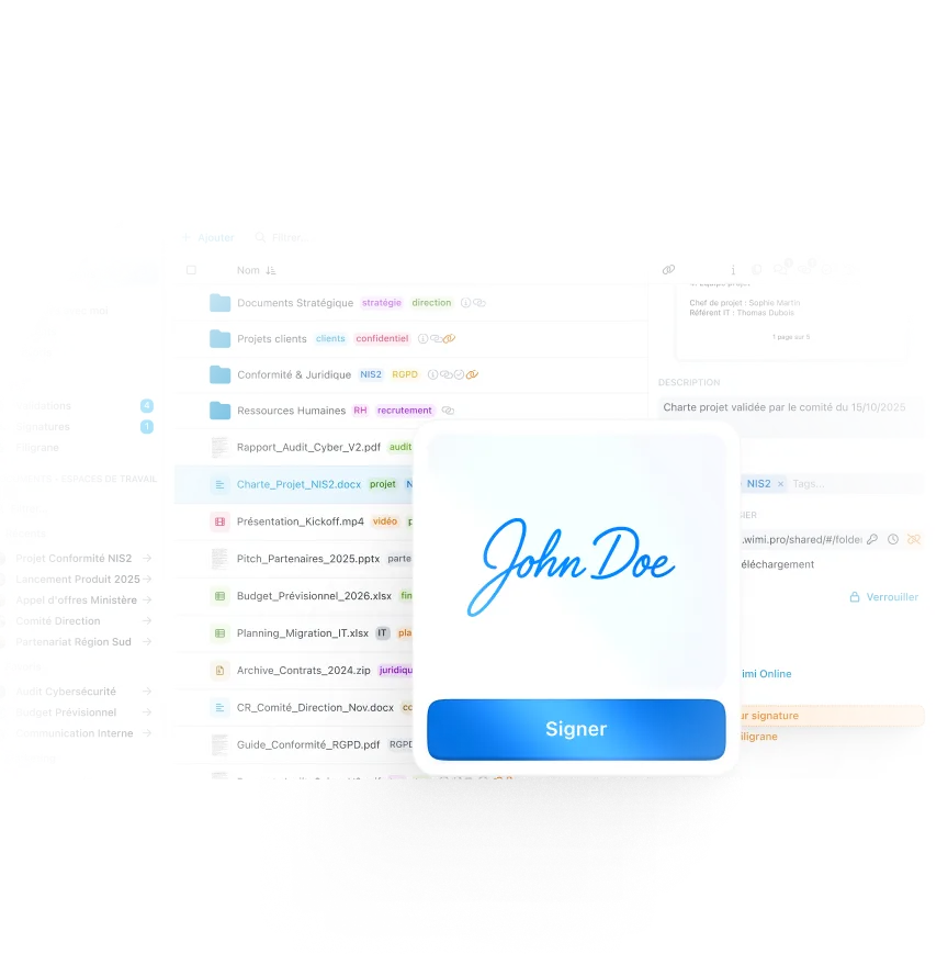 Demande de signature - Wimi Sign