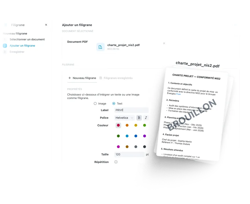 Personnalisation des filigranes