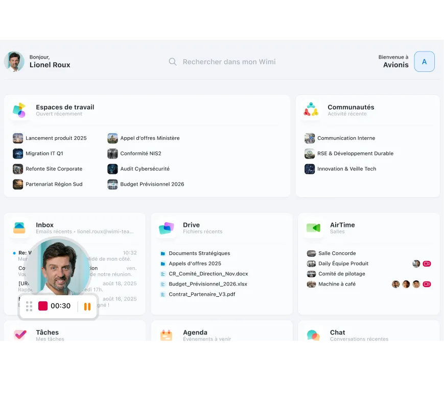 Enregistrement d'écran Wimi