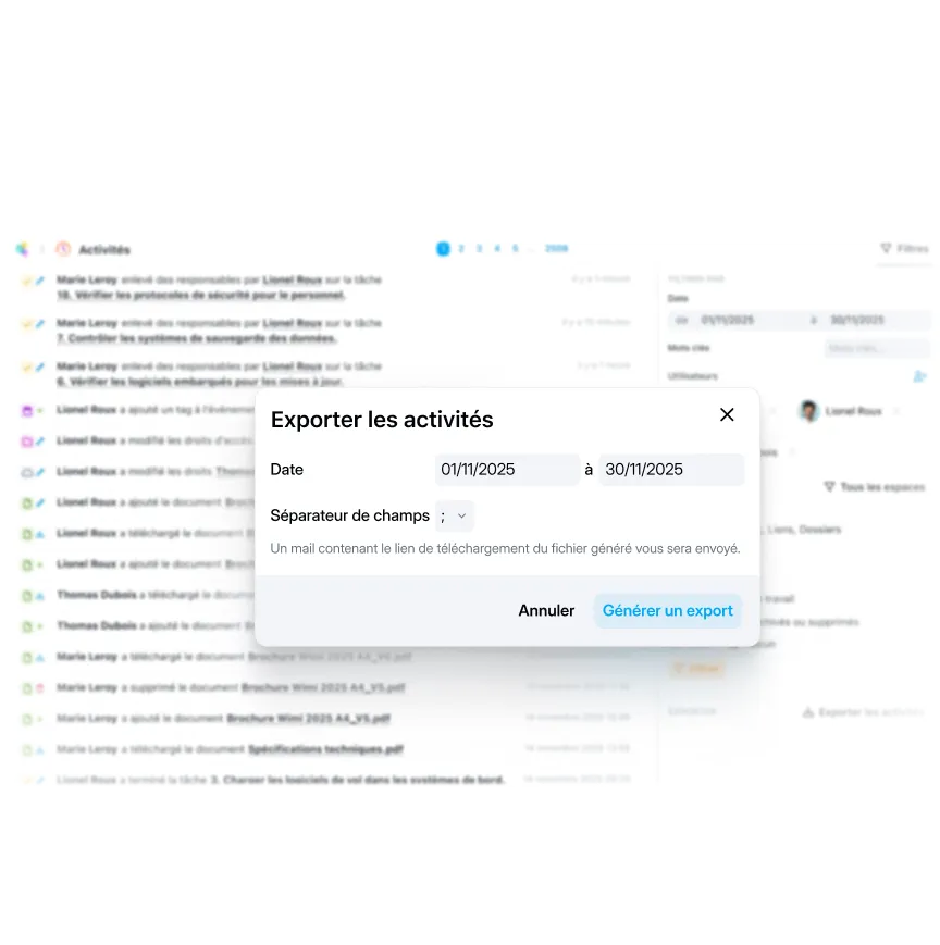 Exporter les activités pour audit